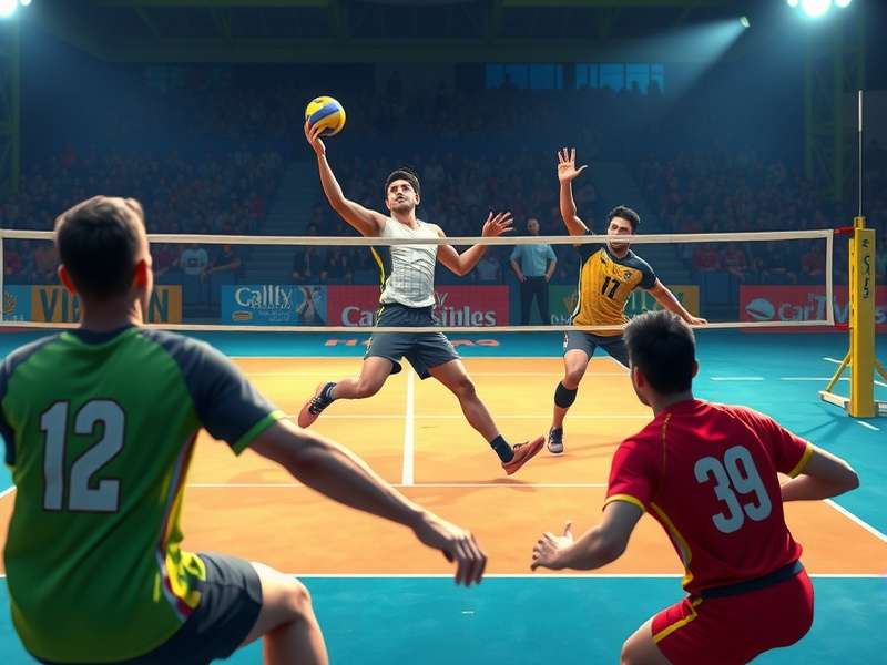 Volley Fury Elite gameplay screenshot showing intense volleyball action